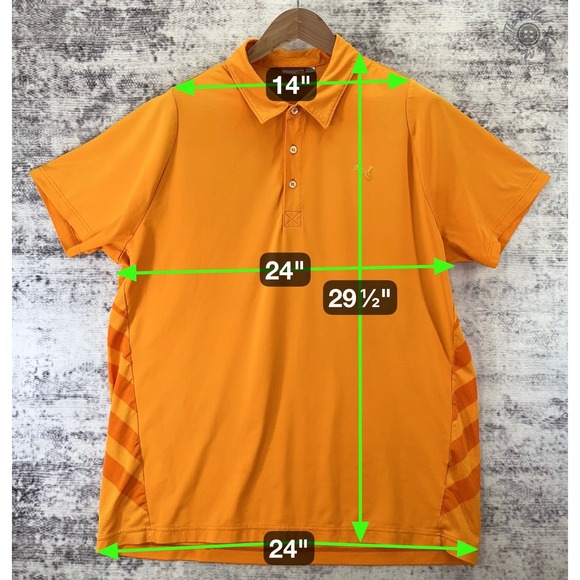 Puma Sport Lifestyle Short Sleeve Golf Polo Shirt Orange Stripe Logo - Men's XL‎ - Picture 12 of 12